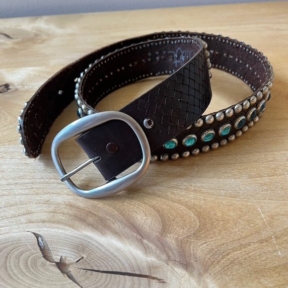 B LOW THE BELT STUDDED BEADED LEATHER WOMENS SMALL WESTERN VTG INSPIRED Y2K BOHO